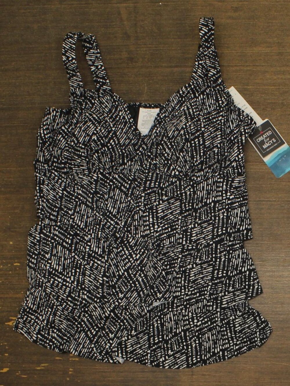 Swim Solutions Black Swim Solutions Swim Triple Tier Tankini Top 14